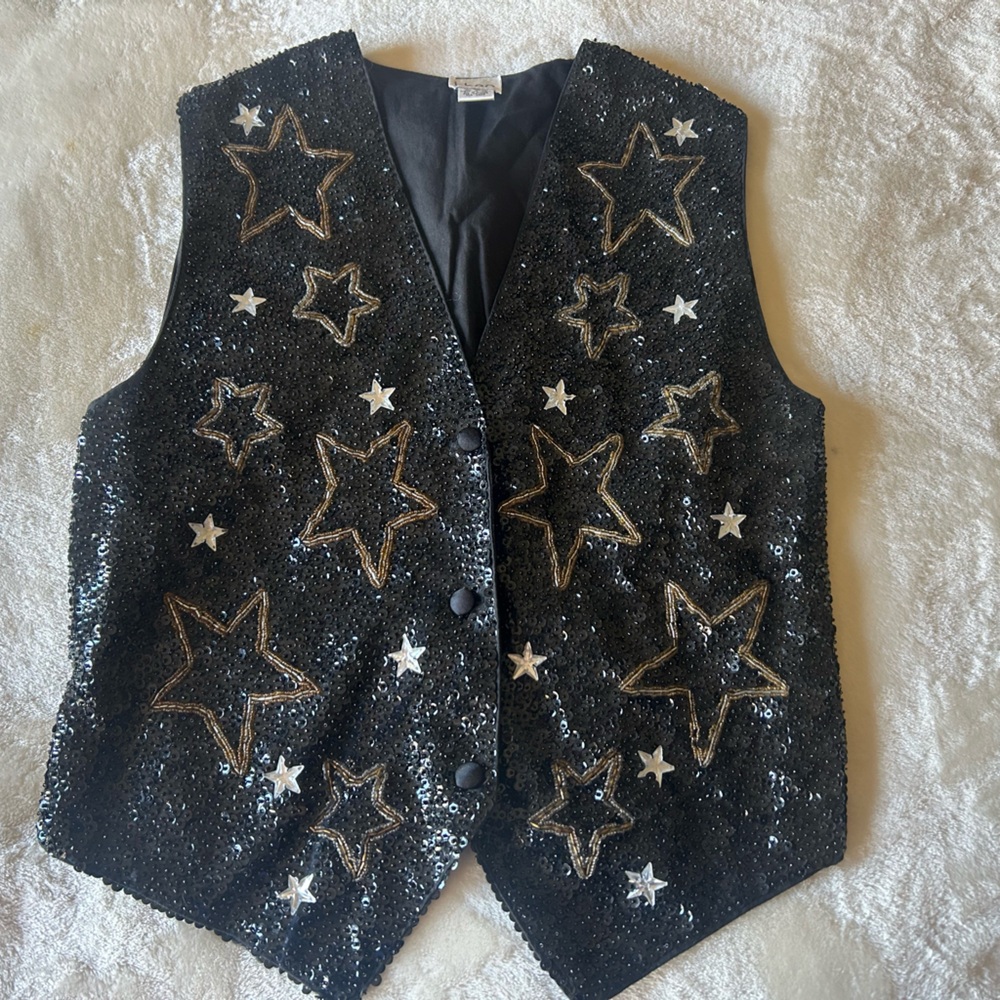 Theo VINTAGE 80'S SHINNING STAR
SEQUENCED VEST men/women size XL